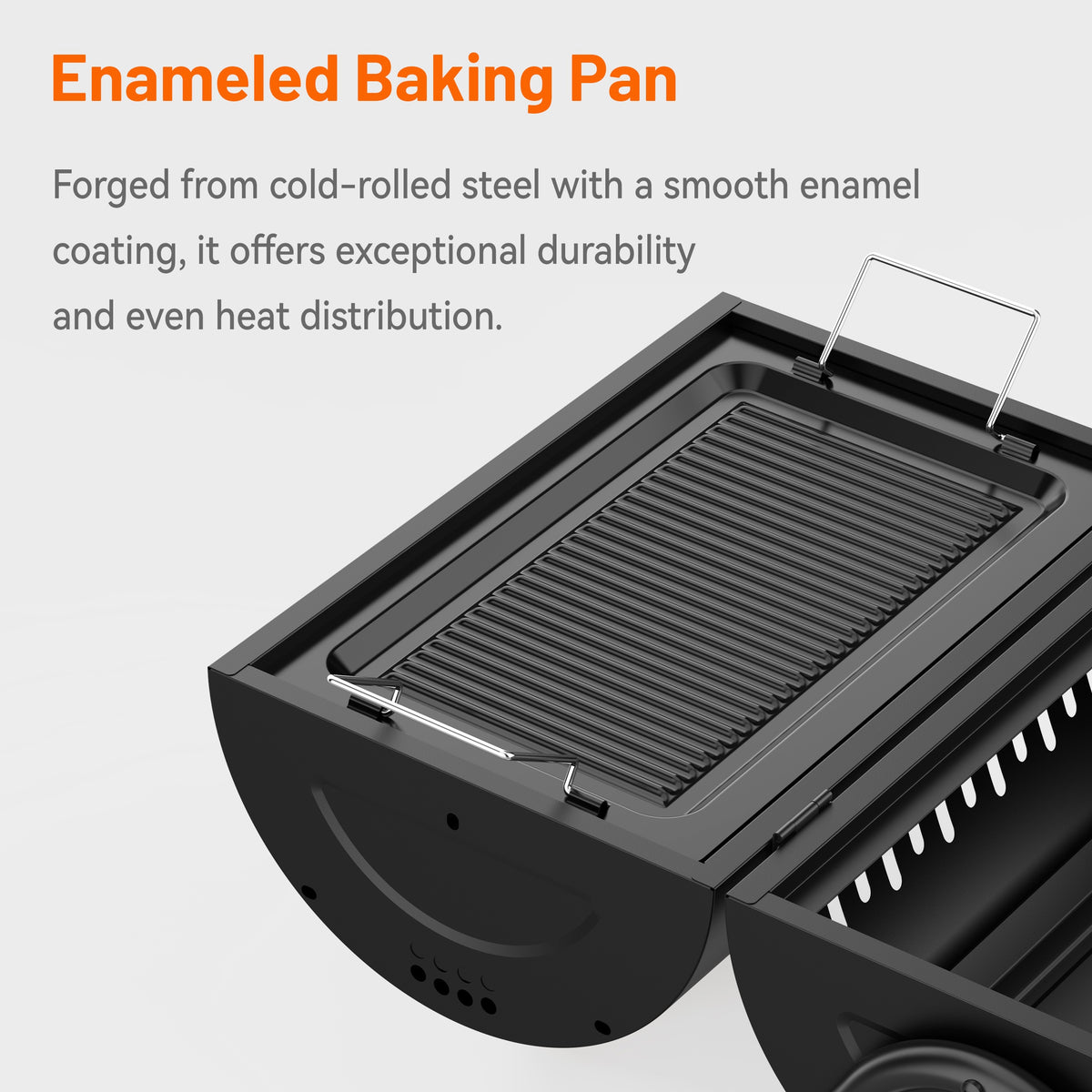 KEYO GRILL Portable Charcoal Grill, 2 IN 1 Double-Sided Small Tabletop Barbecue Grill with Enameled Baking Dish for Outdoor Camping