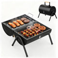 KEYO GRILL Portable Charcoal Grill, 2 IN 1 Double-Sided Small Tabletop Barbecue Grill with Enameled Baking Dish for Outdoor Camping