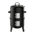 KEYO GRILL 3 in 1 Vertical Charcoal Smoker Grill BBQ Smoker, Outdoor Barbecue Pit Smoker for Backyard, Black