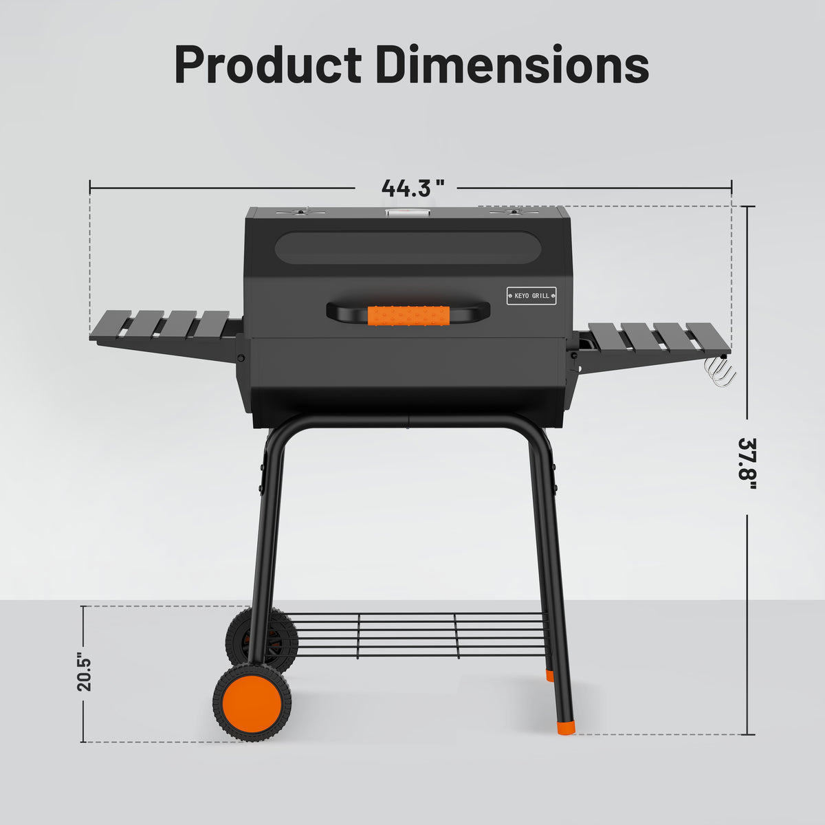 KEYO GRILL 22" Charcoal Grill with Glass Window, 469 Sq. in. Cooking Area, Foldable Side Shelf for Backyard, Black (No ratings yet)