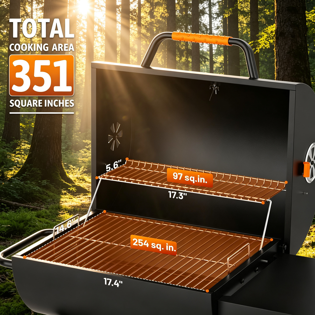 KEYO GRILL 20 Inch Barrel Charcoal Grill, Height Adjustable Charcoal Pan & Warming Rack for Backyard Patio