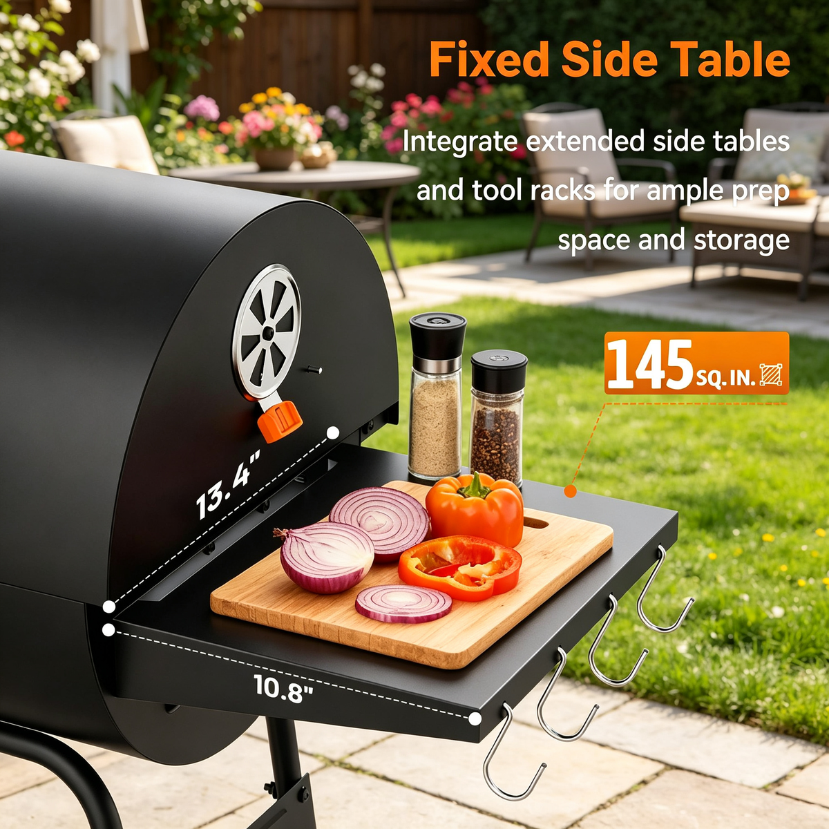 KEYO GRILL 20 Inch Barrel Charcoal Grill, Height Adjustable Charcoal Pan & Warming Rack for Backyard Patio
