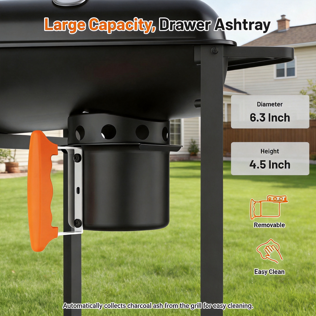 KEYO GRILL Barrel Charcoal Grill with  537 SQ in Cooking Area, Foldable Side Shelf, Removable Ash Pan for Backyard