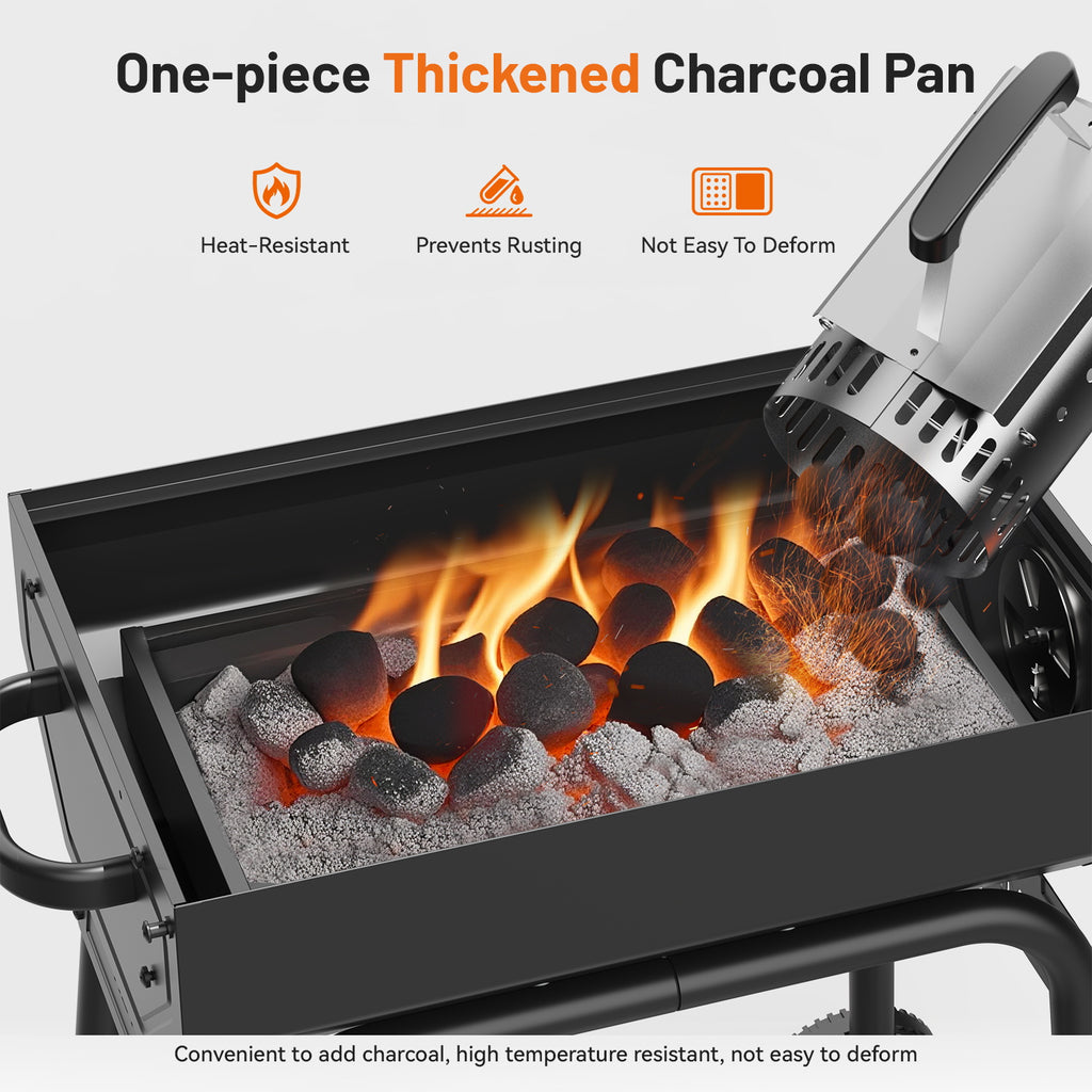 KEYO GRILL 22" Charcoal Grill with Glass Window, 469 Sq. in. Cooking Area, Foldable Side Shelf for Backyard, Black (No ratings yet)